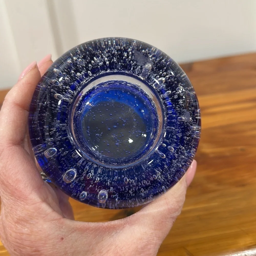 Royal Limited Crystal Cobalt Blue Tealight Holder Made in Poland